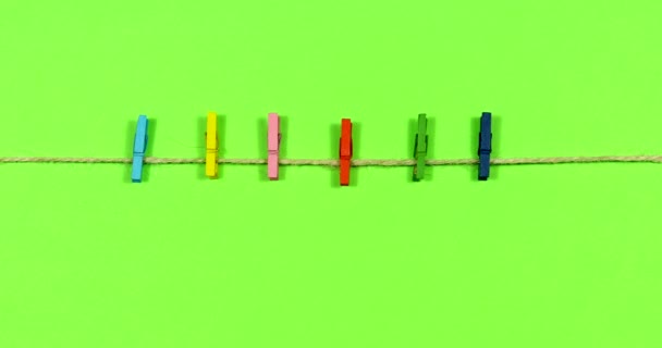 Animated Stop Motion Euro Money Banknotes Dry Clothespin Attached Rope — 비디오