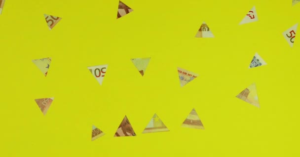 Application Stop Motion Triangles Euro Banknote Folded Pyramid Business Finance — Stok video