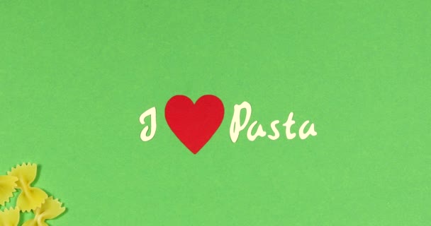 Stop Motion Pasta Lebensmittel Hintergrund Gesunde Ernährung Konzept — Stockvideo