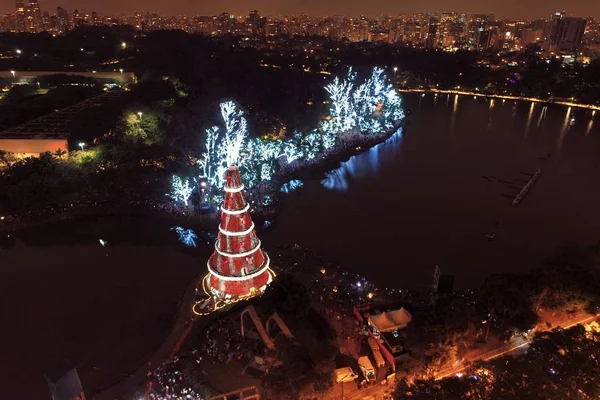 Ibirapuera Park Sao Paulo Brezilya Daki Noel Ağacı Nın Hava — Stok fotoğraf