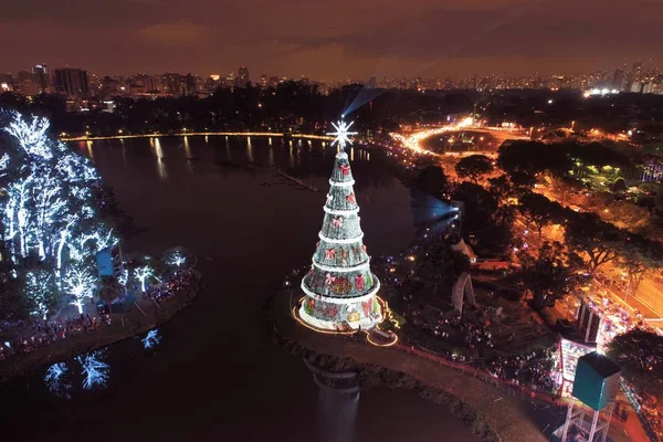 Ibirapuera Park Sao Paulo Brezilya Daki Noel Ağacı Nın Hava — Stok fotoğraf