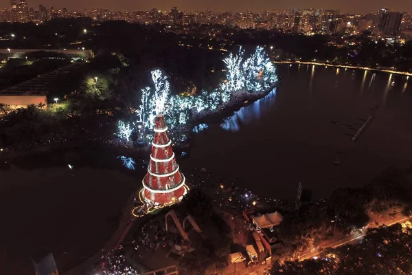 Ibirapuera Park Sao Paulo Brezilya Daki Noel Ağacı Nın Hava — Stok fotoğraf
