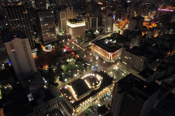 Вид Воздуха Общественные Здания Ночью Знаменитые Места Сан Паулу Бразилия — стоковое фото