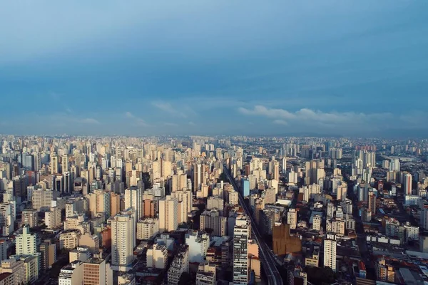 Vista Aerea Dell Alba Centro Bel Paesaggio San Paolo Brasile — Foto Stock