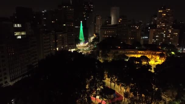 Vista Aérea Edifícios Públicos Noite Lugares Famosos São Paulo Brasil — Vídeo de Stock