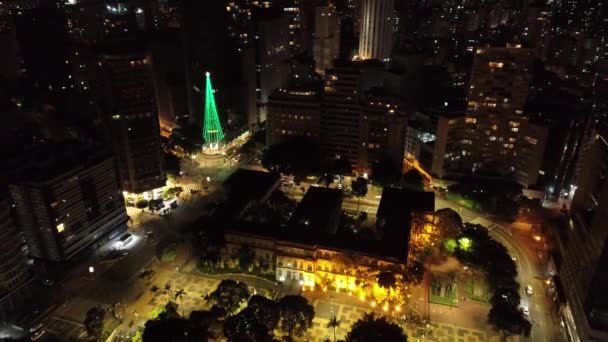 Letecký Pohled Veřejné Budovy Noci Slavná Místa Sao Paulu Brazílie — Stock video