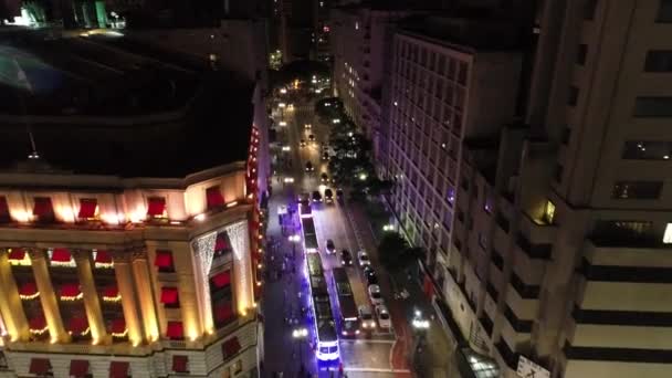 Vista Aérea Los Edificios Públicos Por Noche Lugares Famosos Sao — Vídeos de Stock