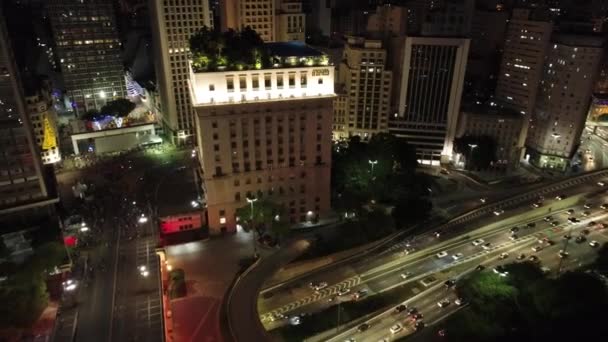 Vista Aérea Los Edificios Públicos Por Noche Lugares Famosos Sao — Vídeo de stock