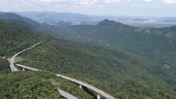 Luchtfoto Van Beroemde Imigrantes Road Zaag Geweldig Landschap Tussen Bergen — Stockvideo