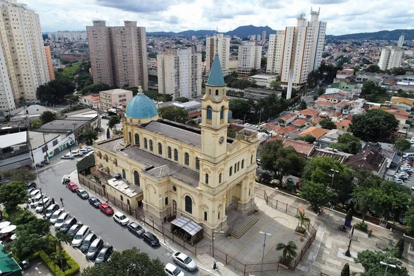 Widok Lotu Ptaka Plac Kościół Dzielnicy Freguesia Sao Paulo Brazylia — Zdjęcie stockowe