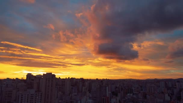 Widok Lotu Ptaka Zachód Słońca Sao Paulo Brazylii Świetna Scena — Wideo stockowe