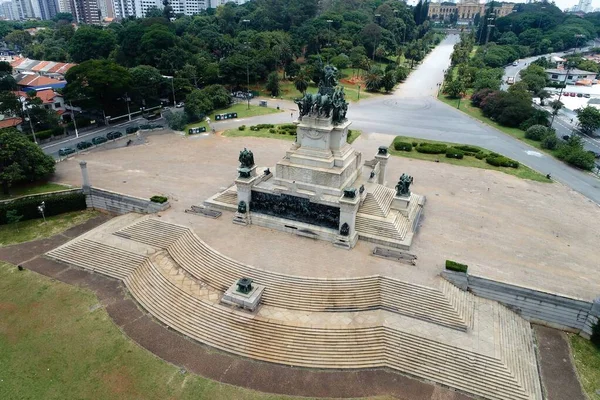 Vista Aérea Del Parque Monumento Público Independencia Brasil Ipiranga Sao — Foto de Stock