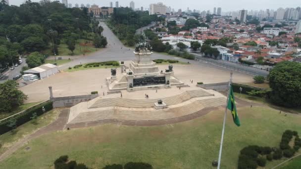 Повітряний Вид Парк Незалежності Бразилії Пам Ятник Іпіранга Сан Паулу — стокове відео