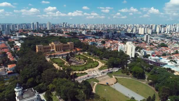 Aerial View Public Brazil Independence Park Museum Ipiranga Sao Paulo — 비디오