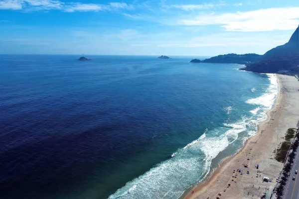 Vista Aérea Praia Barra Tijuca Cidade Rio Janeiro Dia Ensolarado — Fotografia de Stock