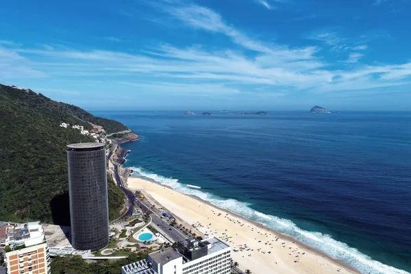 Vista Aérea Praia Barra Tijuca Cidade Rio Janeiro Dia Ensolarado — Fotografia de Stock