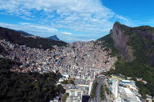 Vista Aérea Comunidad Rocinha Ciudad Río Janeiro Día Soleado Brasil — Foto de Stock