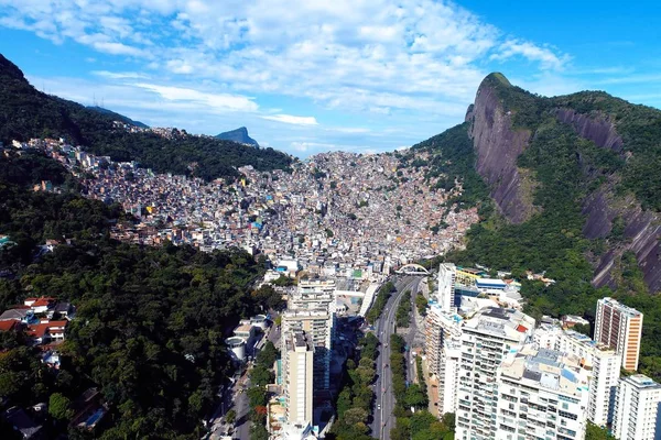 Vista Aérea Comunidad Rocinha Ciudad Río Janeiro Día Soleado Brasil — Foto de Stock