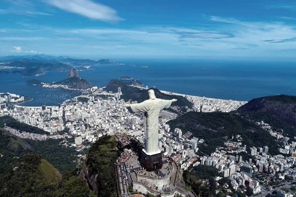 Veduta Aerea Cristo Redentore Rio Janeiro Brasile Bel Paesaggio Famosa — Foto Stock