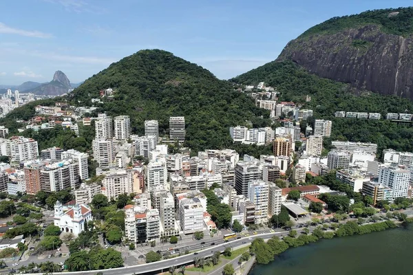 Aerial View Rodrigo Freitas Lagoon Rio Janeiro City Sunny Day — Stock Photo, Image