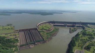 Aerial view of beautiful dam. Great landscape. Nature's beauty scene.