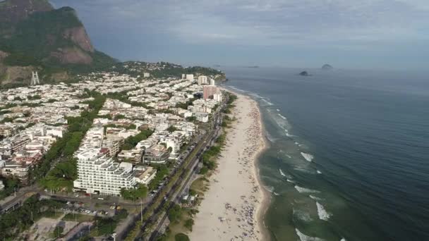 Aerial View Barra Tijuca Beach Rio Janeiro City Sunny Day — Stok video