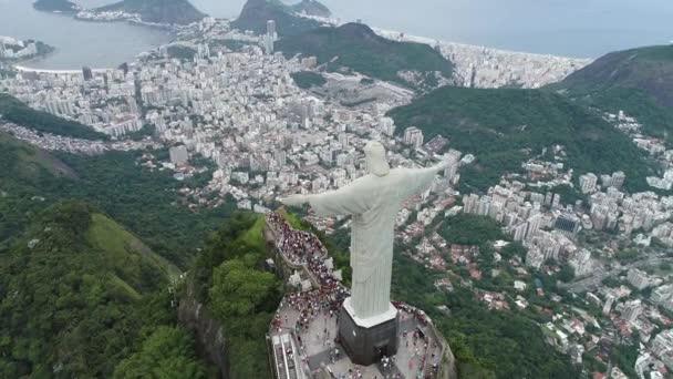 Aerial View Redeemer Christ Rio Janeiro Brazil Great Landscape Famous — Stok video