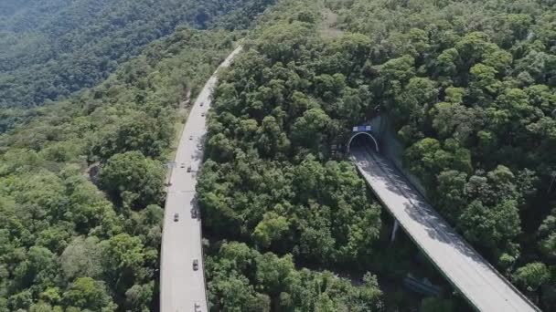 Panoramautsikt Över Vägen Den Atlantiska Skogen Fantastiskt Landskap Transporternas Landskap — Stockvideo
