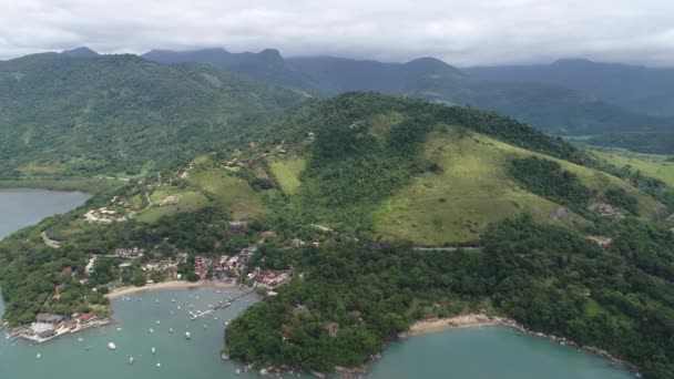 Rio Janeiro Brezilya Daki Paraty Körfezi Nin Havadan Görüntüsü Harika — Stok video
