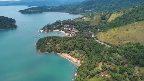 Vista Aérea Bahía Paraty Río Janeiro Brasil Gran Paisaje Viajes — Vídeos de Stock