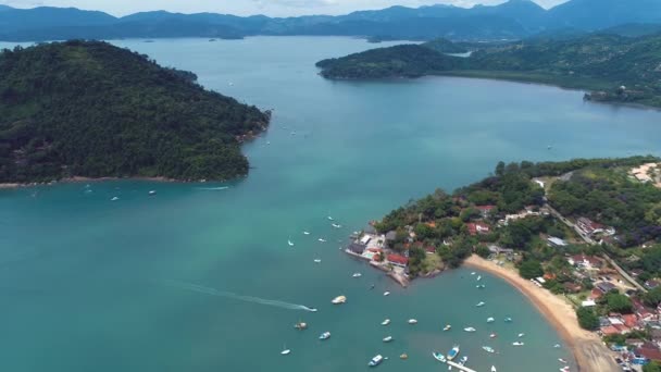 Luchtfoto Van Baai Van Paraty Rio Janeiro Brazilië Geweldig Landschap — Stockvideo
