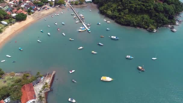 Flygfoto Över Paraty Bay Rio Janeiro Brasilien Fantastiskt Landskap Tropiskt — Stockvideo