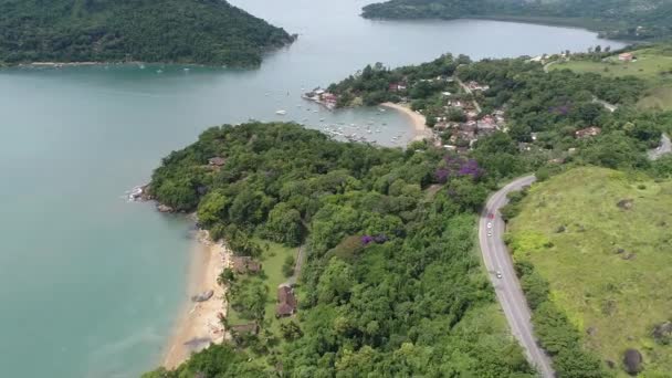 Widok Lotu Ptaka Zatoki Paraty Rio Janeiro Brazylia Wspaniały Krajobraz — Wideo stockowe
