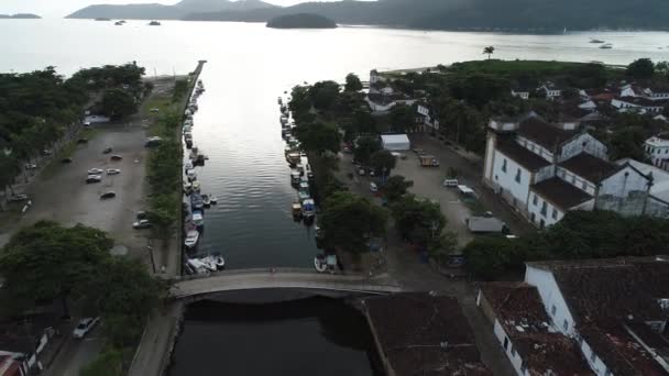 Brezilya Rio Janeiro Daki Paraty Nin Tarihi Merkezinin Tekneli Havadan — Stok video