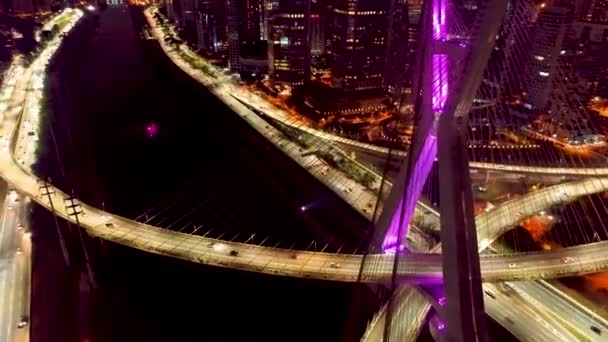 Vista Aérea Cena Vida Cidade Noite Grande Paisagem — Vídeo de Stock