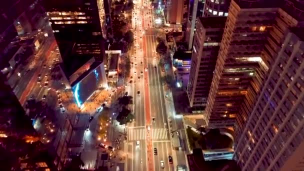 夜の都市生活シーンの空中ビュー 素晴らしい風景 — ストック動画