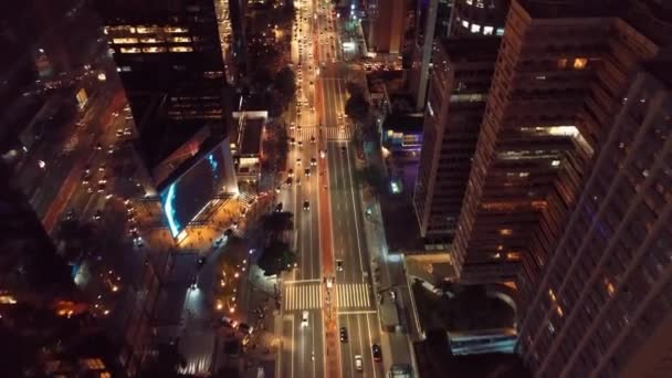 夜の都市生活シーンの空中ビュー 素晴らしい風景 — ストック動画