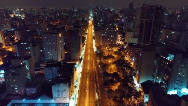 Vista Aérea Puesta Sol Escena Vida Ciudad Gran Paisaje — Vídeos de Stock