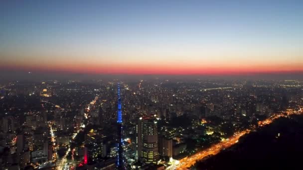 Panoramisch Uitzicht Zonsondergang Het Stadsleven Groot Landschap — Stockvideo