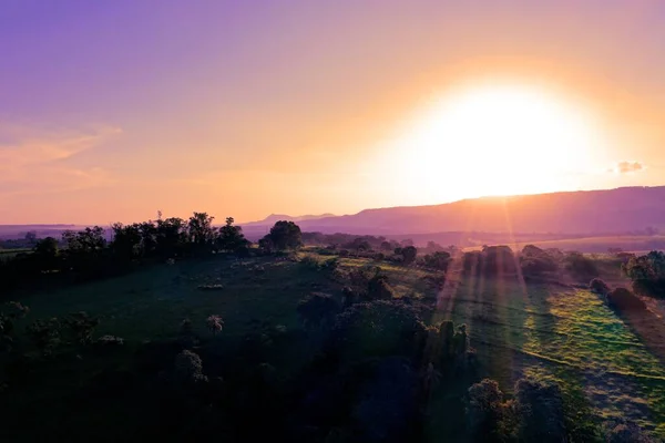 Aerial view of rural life scene. Great landscape. Countryside scene.