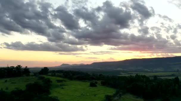 Vista Aérea Vida Rural Gran Paisaje Escena Campestre — Vídeo de stock