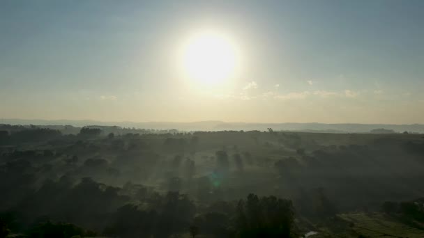 Luftaufnahme Des Sonnenaufgangs Auf Dem Land Landleben — Stockvideo