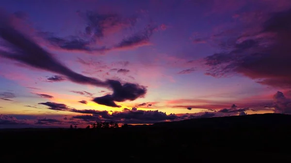 Панорамний Вид Різнокольоровий Вид Захід Сонця Великий Пейзаж — стокове фото