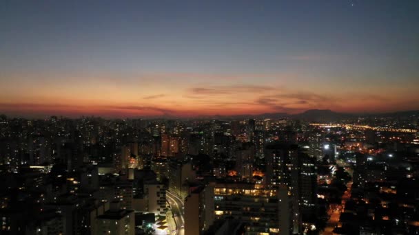 Panoramablick Auf Den Sonnenuntergang Stadtleben Tolle Landschaft — Stockvideo