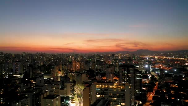 Vista Panorámica Puesta Sol Escena Vida Ciudad Gran Paisaje — Vídeos de Stock