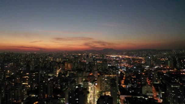 Vista Panorámica Puesta Sol Escena Vida Ciudad Gran Paisaje — Vídeos de Stock