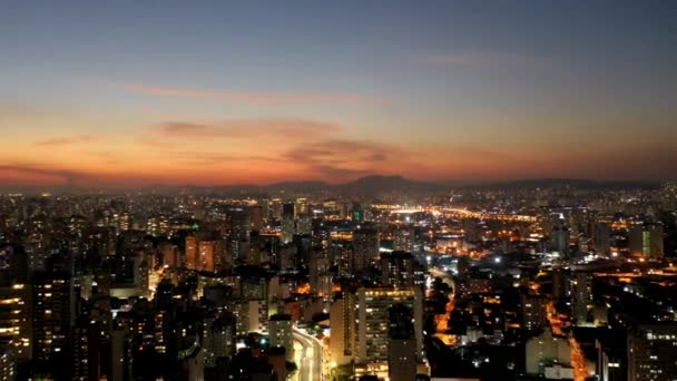 Hyper Lapse Sunset Aerial View City Scene Great Landscape — Stock Video