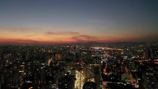 Vista Panorámica Puesta Sol Escena Vida Ciudad Gran Paisaje — Vídeo de stock