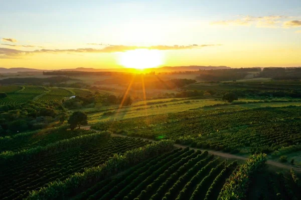 Vista Aérea Del Cielo Dramático Rancho Escena Vida Rural Paisaje —  Fotos de Stock