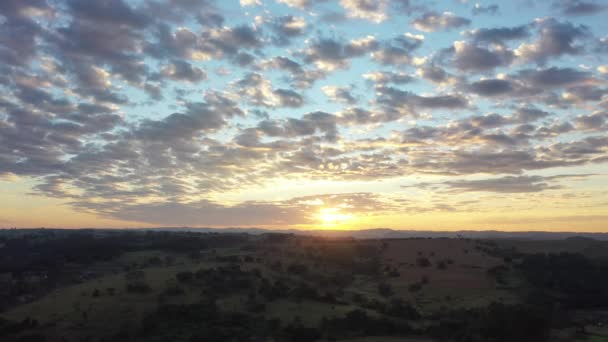 Aerial View Dramatic Sky Ranch Rural Life Scene Countryside Landscape — Stock Video